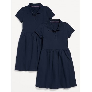 School Uniform Fit and Flare Pique Polo Dress 2-Pack for Girls Hot Deal