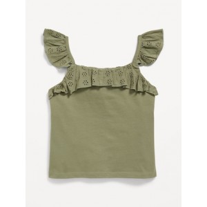 Fitted Ruffle-Trim Tank Top for Girls
