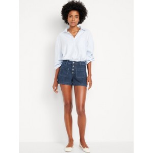 High-Waisted Jean Trouser Shorts -- 3-inch inseam Hot Deal