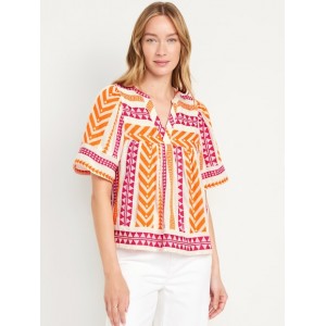 Split-Neck Textured Top Hot Deal