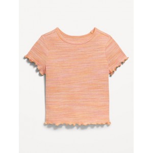 Short-Sleeve Lettuce-Edge T-Shirt for Toddler Girls