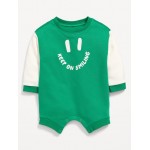 Unisex Long-Sleeve Graphic Sweatshirt Romper for Baby