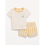 Little Navy Organic-Cotton Graphic T-Shirt and Shorts Set for Baby