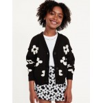 Printed Button-Front Cardigan Sweater for Girls
