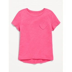 Softest Short-Sleeve Heart-Pocket T-Shirt for Girls