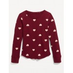 Long-Sleeve Printed Thermal-Knit T-Shirt for Girls