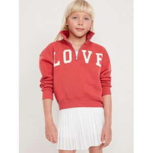 Long-Sleeve Quarter Zip Sweatshirt for Girls Hot Deal