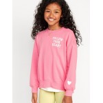 Oversized Crew-Neck Graphic Tunic Sweatshirt for Girls Hot Deal
