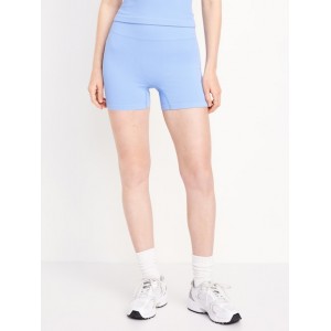 Extra High-Waisted Seamless Ribbed Biker Shorts -- 4-inch inseam