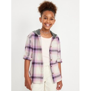 Long-Sleeve Hooded Flannel Shirt for Girls