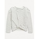 Long-Sleeve Striped Twist-Front Top for Girls