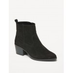 Faux-Suede Western Ankle Boots