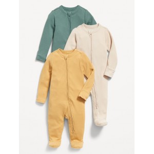 Unisex 2-Way-Zip Sleep & Play Footed One-Piece 3-Pack for Baby Hot Deal