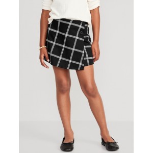 Textured-Knit Printed Wrap-Front Skort for Girls