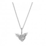 Pave Heart & Angel Wings Necklace