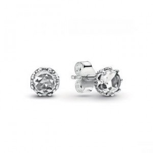 Clear Sparkling Crown Stud Earrings