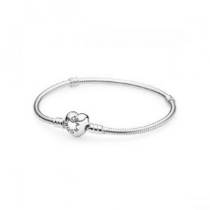 Silver PANDORA Bracelet with Heart Clasp