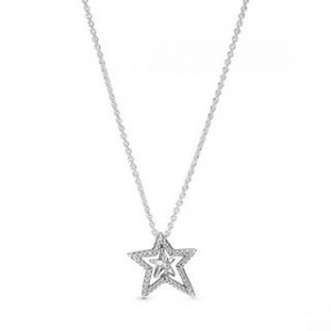 Pave Asymmetric Star Collier Necklace