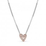 Sparkling Freehand Heart Necklace - Pandora Rose