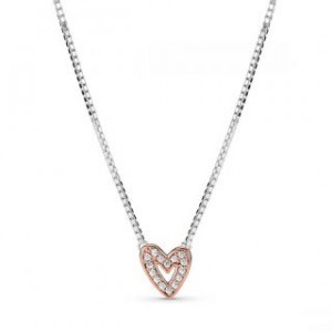 Sparkling Freehand Heart Necklace - Pandora Rose