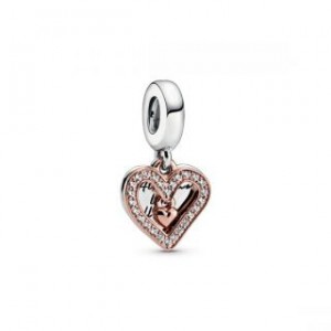 Sparkling Freehand Heart Dangle Charm - Pandora Rose