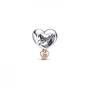 Love You Daughter Heart Charm - Pandora Rose