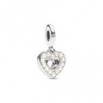 Pearlescent White Heart Double Dangle Charm