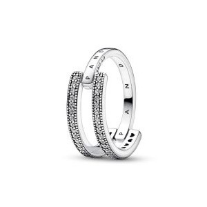 Pandora Signature Logo & Pave Double Band Ring * RETIRED * FINAL SALE *