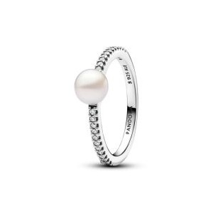 Treated Freshwater Cultured Pearl & Pave Ring