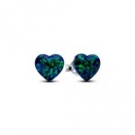 Opalescent Green Heart Stud Earrings