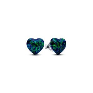 Opalescent Green Heart Stud Earrings
