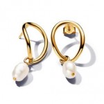 Organically Shaped Circle & Baroque Treated Freshwater Cultured Pearl Earrings - Pandora Shine