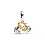 Two-tone Spinning Wheels Bicycle Dangle Charm - Pandora Shine