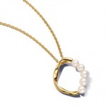 Organically Shaped Circle & Treated Freshwater Cultured Pearls Pendant Necklace - Pandora Shine