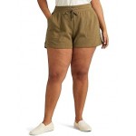 Plus Size Fleece Athletic Shorts Olive Fern