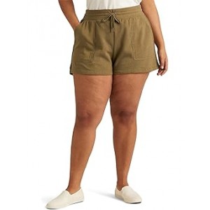 Plus Size Fleece Athletic Shorts Olive Fern