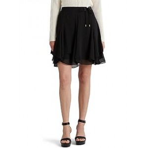 Crinkle Georgette Skirt Polo Black