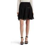 Petite Crinkle Georgette Skirt Polo Black