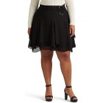 Plus Size Crinkle Georgette Skirt Polo Black