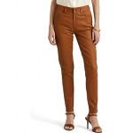 Nappa Leather High-Rise Skinny Ankle Pants Cuoio