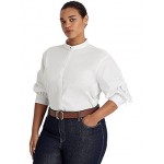 Plus Size Cotton-Blend Shirt White