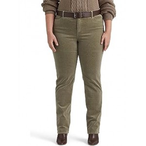 Plus-Size Corduroy Mid-Rise Straight Pant Muted Moss