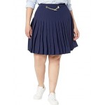 Plus Size Pleated Georgette Skirt French Navy