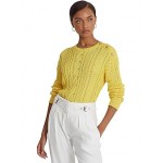 Petite Aran-Knit Cotton Sweater Sunfish Yellow