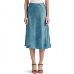 Tie-Dye Print Satin Skirt Provincial Blue Multi