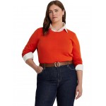 Plus-Size Cotton-Blend Sweater Harvest Orange