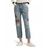 Petite Patchwork Relaxed Tapered Jeans in Skye Wash