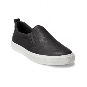 Haddley Tumbled Leather Slip-On Sneaker Black