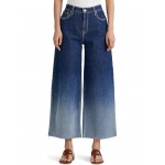 Petite Ombre High-Rise Wide-Leg Cropped Jeans in Ombre Canyon Wash