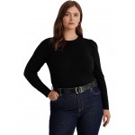 Plus-Size Cotton-Blend Puff-Sleeve Sweater Black
